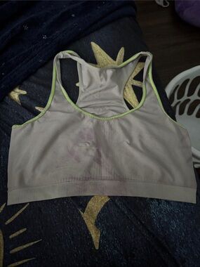 Fruit of the Loom Taupe Sports Bra with LimeRacerback****FINAL MARKDOWN****